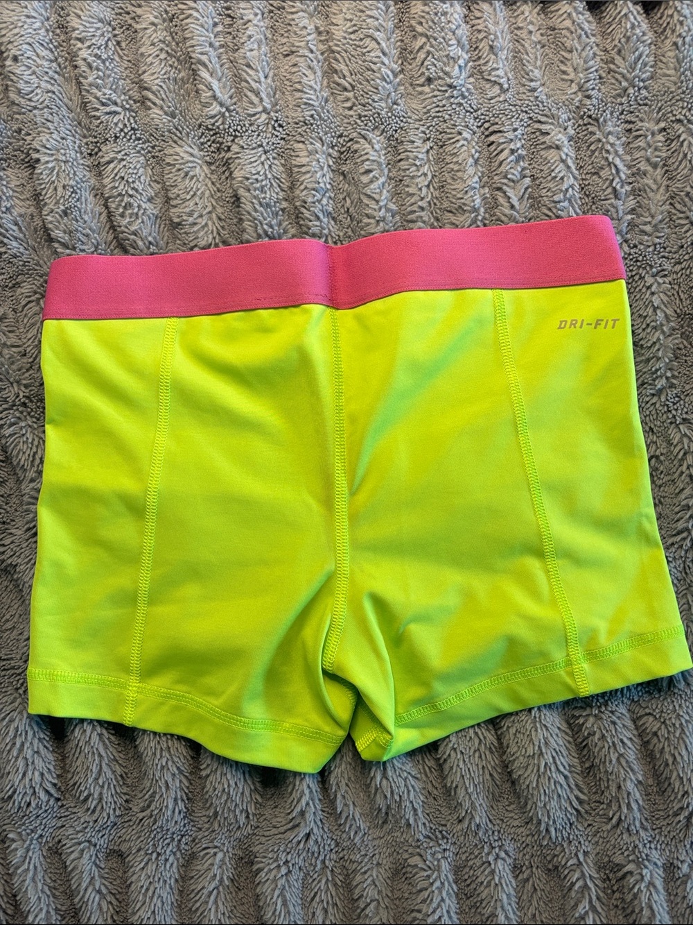 Nike Pro Neon Yellow Shorts with Pink Trim